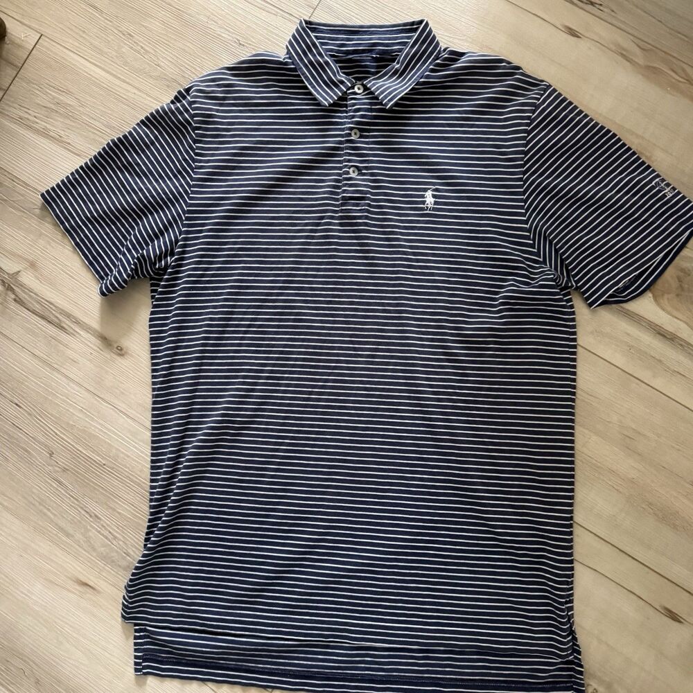 Ralph Lauren Polo Golf Shirt Mens Striped Short Sleeve Pima Cotton Soft Touch M